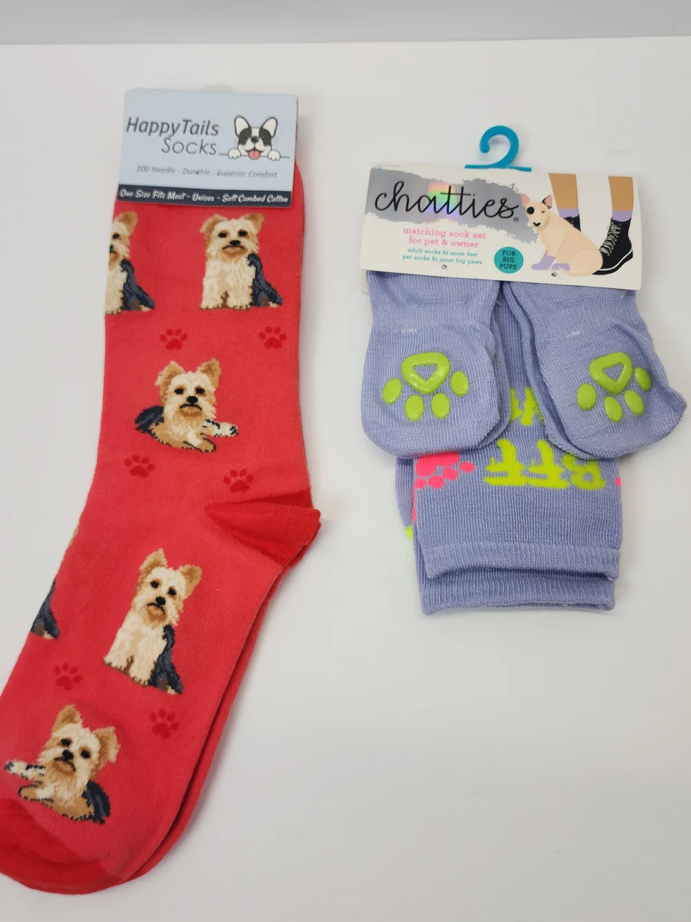 Chatties Matching Pet & Owner Crew Socks - Red Paw Dog Design